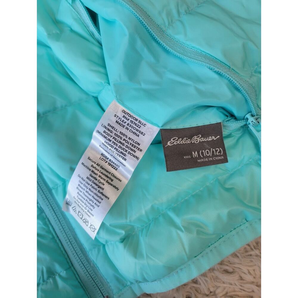 Eddie Bauer Girls Reversible Down Hooded Puffer Jacket Floral Girls Medium 10/12 - Picture 7 of 9